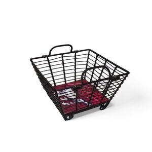 Black Wire Basket with Handles "Fettuccini Alfredo" Tile Bottom Rustic Kitchen